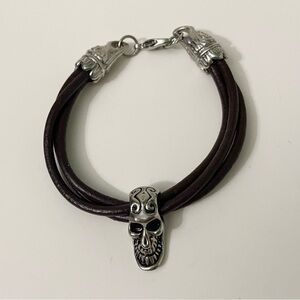 Gothic Bracelet with Silver Skull Charm